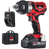 NoCry 20V Akku Impulsschrauber Set mit 400 Nm Drehmoment, 12,7 mm (1/2 Zoll) Rastamboss, 2700 Max IPM, 2200 U/min, 4,0 Ah Akku, Schnellladegerät, Gürtelclip & Tasche