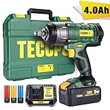 Akku Schlagschrauber, TECCPO 350Nm Drehschlagschrauber, 18V, 4.0Ah Akku, 1/2 Zoll, 3000 Max IPM, 2200 RPM, 1Std. Schnellladegerät, mit 3*Steckschlüsselset, Gürtelclip & Werkzeugkoffer -TDIW01P